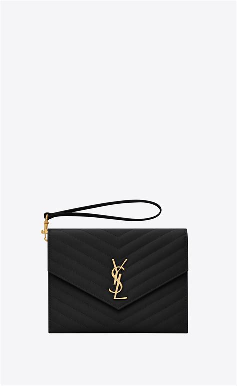 monogram clutch in quilted grain de poudre embossed leather ysl|Saint Laurent .